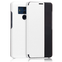 เคส Mate 10 Pro #เคสฝาพับView Window ด้านข้างแนวยาวฝาพับหนัง PU คุณภาพดี สีขาว