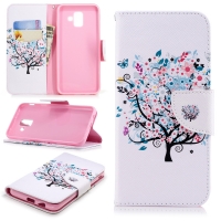Case Samsung Galaxy J6+ #เคสฝาพับกระเป๋าสตางค์หนัง PU พิมพ์ลายสวยงามน่ารักๆ ลาย Floret Tree