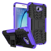 เคส Samsung Galaxy J5 Prime #เคสฝาหลังกันลื่น Cool Tyre Pattern Kickstand (PC + TPU) สวยงามทันสมัย สีม่วง