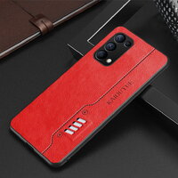 เคส OPPO Reno 6Z 5G #เคสฝาหลังเคลือบหนัง PU Leather Protective Sleeve Comprehensive Camera Protection สีแดง