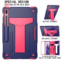 เคส Samsung Galaxy Tab S7 FE 12.4"(T730,T736) #เคสฝาหลังกันกระแทกมีขาตั้ง Kickstand PC Silicone Armour Defender Dark Blue/Hot Pink