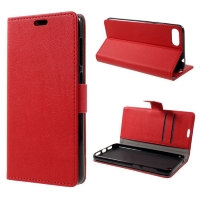 เคส Zenfone 4 Max ZC520KL #เคสฝาพับแบบกระเป๋าสตางค์ Wallet Magnetic Stand Leather สีสันสวยงาม สีแดง