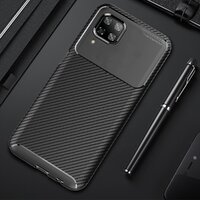 เคส Huawei nova 7i #เคสฝาหลังนิ่ม Carbon Fiber Drop Resistant TPU สีดำ