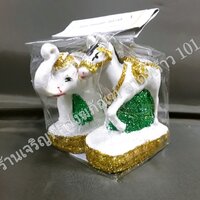 ตุ๊กตาช้างม้า งานเรซิ้นประดับกากเพชร เกรด A สีทอง