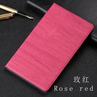 Case Huawei MediaPad M5 Lite 10.1 #เคสฝาพับลายผิวไม้ Smart Cover Tablet PU Leather Slim Protective Stand Shell สีโรสโกลด์