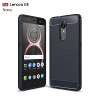 Case Lenovo K8 #เคสฝาหลังTPUนิ่ม ตกแต่งคาร์บอนไฟเบอร์สีน้ำเงิน
