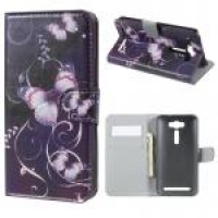 Case Asus Zenfone 2 Laser ZE500KG ZE500KL #เคสหนังฝาพับพิมพ์ลายสวยงาม ลาย Purple Butterfly