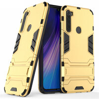 เคส Xiaomi Redmi Note 8 #เคสฝาหลังไฮบริด พลาสติก +TPU มีขาตั้งในตัว สีทอง