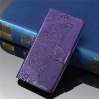 Case Samsung Galaxy Note 10 #เคสฝาพับ Imprint ลายผีเสื้อดอกไม้ สีม่วงเข้ม