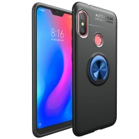 เคส Xiaomi Mi A2 #เคสฝาหลังTPU มีแหวนสวมนิ้ว Finger Ring Kickstand (Built-in แผ่นโลหะแม่เหล็ก) สีดำ/ฟ้า
