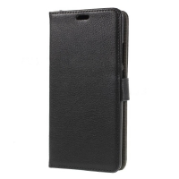 Case Nokia X5 / 5.1 Plus #เคสฝาพับหนัง PU ผิวลิ้นจี่คุณภาพดี Litchi Skin Cell Phone Leather สีดำ