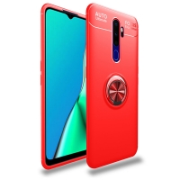Case OPPO A9 2020 #เคสฝาหลัง TPU Finger Ring Kickstand (แผ่นโลหะแบบ Built-in) Red