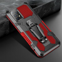 เคส Samsung Galaxy A32 5G #เคสฝาหลังกันกระแทกมีคลิบหนีบ ไฮบริด พลาสติก+TPU Heavy Duty Rugged Hybrid สีแดง