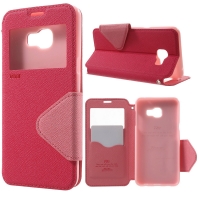 เคส Samsung Galaxy C5 ROAR KOREA View Window #เคสหนัง PU ฝาพับมีช่องวิวแถบปิดแม่เหล็ก สีชมพู
