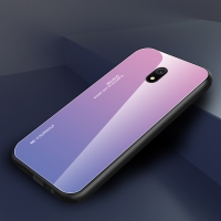 Case Xiaomi Redmi 8A #เคสฝาหลัง Gradient Color Glass + PC + TPU Hybrid Case สี Purple / Pink