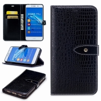 Case Huawei Y7 / Y7 Prime #เคสฝาพับหนัง PU รูปแบบหนังจระเข้สไตล์กระเป๋าสตางค์สวยงามทันสมัย สีดำ