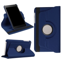 Case Huawei MediaPad T2 7.0นิ้ว #เคสฝาพับหนัง PU ผิวลิ้นจี่ พร้อมแท่นหมุนแบบโรตารี่ สีน้ำเงิน