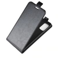 เคส Samsung Galaxy S20 #เคสฝาพับหนัง PU Crazy Horse แนวตั้ง พร้อมช่องเสียบการ์ด สีดำ