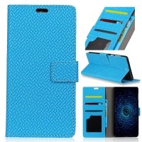 เคส Lenovo K8 Plus #เคสหนังPU สไตล์กระเป๋าสตางค์ลายถักทอสีฟ้า