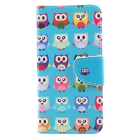เคส Xiaomi Mi Mix #เคสฝาพับหนัง PU ผิว Cross Texture พิมพ์ลายสวยงามน่ารักๆ ลาย Owl Family Blue Background