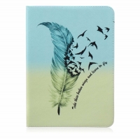 Case Samsung Galaxy Tab S2 9.7 T810 T815 #เคสฝาพับหนัง PU พิมพ์ลายน่ารักสีสันสดใส ลาย Feather Pattern