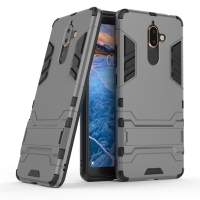 Case Nokia 7 plus #เคสฝาหลังพลาสติก ไฮบริด TPU + Kickstand สีสันสวยงาม สีเทา