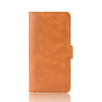 เคส Samsung Galaxy S21 FE 5G #เคสฝาพับหนัง PU มีแถบปิดแม่เหล็กสไตล์กระเป๋าสตางค์ สีน้ำตาล