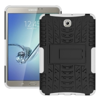 Case Samsung Galaxy Tab S2 8.0 T710 T715 #เคสฝาหลัง PC + TPU Hybrid กันกระแทกมีขาตั้ง สวยงามทันสมัย สีขาว