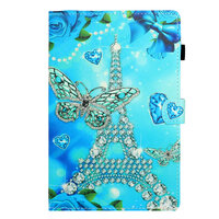 เคส Samsung Galaxy Tab S6 Lite 10.4 SM-P610 P615 P617 #เคสฝาพับหนัง PU พิมพ์ลาย Pattern Printing PU Leather Flip ลาย Eiffel Tower and Butterfly