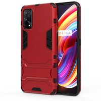 เคส realme 7 Pro #เคสฝาหลังกันลื่น Cool Tyre Pattern Kickstand (PC + TPU) สีแดง