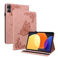 Case Redmi Pad 10.61" 2022 #เคสฝาพับหนัง PU ลายผีเสื้อ Flip Cover Butterfly Flower Imprinted Card Leather สีชมพู