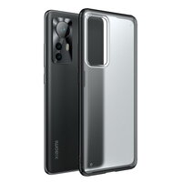 เคส Xiaomi 12 Pro #เคสฝาหลังโปร่งแสงสีขุ่นขอบทึบ +TPU Hybrid Case ขอบสีดำ