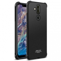 Case Nokia 8.1/X7 #เคสฝาหลัง IMAK Skin Feel Anti-drop TPU Case + ฟิล์มกันรอย Explosion-proof Screen Film Metal Black ผิวด้าน