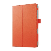 เคส Samsung Galaxy Tab A 8.0 T350 #เคสฝาพับหนัง PU ผิวลิ้นจี่ ออกแบบสวยงามทันสมัย สีส้ม
