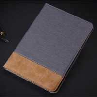 เคส Samsung Galaxy Tab S2 9.7 T810 T815 #เคสฝาพับผิวผ้าลินินสมาร์ท Linen Skin Smart Leather Flip สีเทา