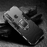 Case Vivo Y19 #เคสฝาหลังพลาสติกแข็ง +TPU Hybrid Case มีแหวนสวมนิ้วโลหะ สีดำ