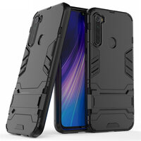 เคส Xiaomi Redmi Note 8 #เคสฝาหลังไฮบริด พลาสติก +TPU มีขาตั้งในตัว สีดำ
