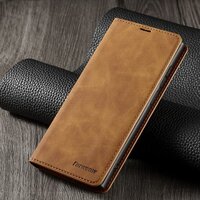 Case Samsung Galaxy S22+ 5G #เคสฝาพับแบบกระเป๋าสตางค์ FORWENW Leather Wallet Case สีน้ำตาล