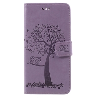 เคส Mate 10 Pro #เคสฝาพับสไตล์กระเป๋าสตางค์หนัง PU ปั้มลายนูนรูปต้นไม้มีช่องใส่บัตรสีสันสวยงาม สีม่วง