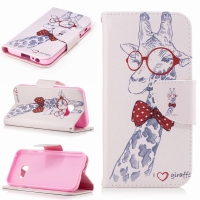 เคส Samsung Galaxy J5 Prime #เคสฝาพับกระเป๋าสตางค์หนัง PU พิมพ์ลายน่ารักๆ ลาย Giraffe Wearing