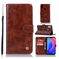 เคส Xiaomi Mi A2 Lite #เคสฝาพับเกรดพรีเมี่ยมแบบกระเป๋าสตางค์ หนัง PU Vintage สีกาแฟ