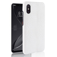 Case Xiaomi Mi 8 Pro #เคสฝาหลังพลาสติกแข็งเคลือบหนัง PU ลายผิวหนังจระเข้ สีขาว