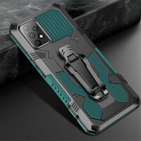 เคส Samsung Galaxy A32 5G #เคสฝาหลังกันกระแทกมีคลิบหนีบ ไฮบริด พลาสติก+TPU Heavy Duty Rugged Hybrid สีเขียว