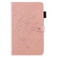 Case Samsung Galaxy Tab S4 10.5 T830 / T835 #เคสฝาพับหนัง PU พิมพ์ลาย Imprinted Plum Blossom PU Leather Cover สีชมพู