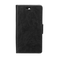 Case Xiaomi Mi 8 Pro #เคสฝาพับหนัง PU แบบกระเป๋าสตางค์ ผิวหนังม้า Crazy Horse PU Leather Wallet สีดำ