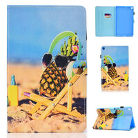 Case Samsung Galaxy Tab S6 Lite 10.4 SM-P610 P615 P617 #เคสฝาพับหนัง PU พิมพ์ลาย Pattern Printing Stand Leather ลาย Pineapple