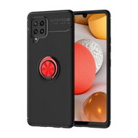 เคส Samsung Galaxy A42 5G #เคสฝาหลัง TPU Finger Ring Kickstand (แผ่นโลหะแบบ Built-in) Black + Red