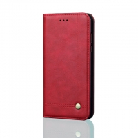 Case OPPO A12 #เคสฝาพับหนัง PU Crazy Horse Texture Retro Leather Auto-absorbed Wallet คุณภาพดี สีแดง