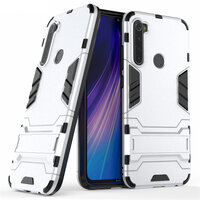 เคส Xiaomi Redmi Note 8 #เคสฝาหลังไฮบริด พลาสติก +TPU มีขาตั้งในตัว สีเงิน