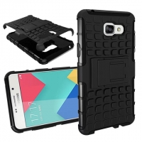 เคส Samsung Galaxy A5(2016) #เคสฝาหลังไฮบริด PC + TPU พร้อมขาตั้งในตัวสวยงามทันสมัย สีดำ
